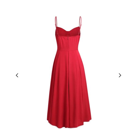 NWT RIHOAS Red Dress Sweetheart Neck Slip Midi Size Small Pretty Women - Picture 1 of 11